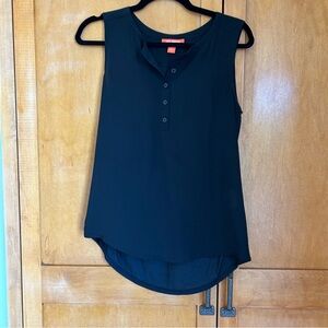 Joe Fresh black tank top, button up sheer front jersey back, size extra small